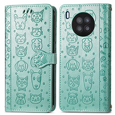 Custodia Portafoglio In Pelle Fantasia Modello Cover con Supporto S03D per Huawei Nova 8i Verde