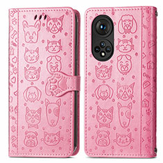 Custodia Portafoglio In Pelle Fantasia Modello Cover con Supporto S03D per Huawei Nova 9 Pro Rosa