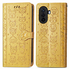 Custodia Portafoglio In Pelle Fantasia Modello Cover con Supporto S03D per Huawei Nova Y70 Giallo