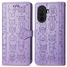 Custodia Portafoglio In Pelle Fantasia Modello Cover con Supporto S03D per Huawei Nova Y70 Viola