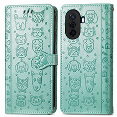 Custodia Portafoglio In Pelle Fantasia Modello Cover con Supporto S03D per Huawei Nova Y71 Verde