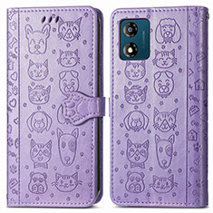 Custodia Portafoglio In Pelle Fantasia Modello Cover con Supporto S03D per Motorola Moto E13 Viola