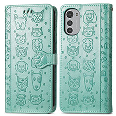 Custodia Portafoglio In Pelle Fantasia Modello Cover con Supporto S03D per Motorola Moto E32s Verde