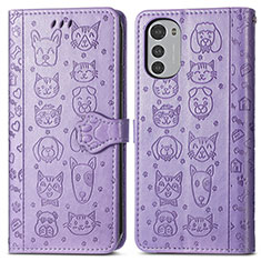 Custodia Portafoglio In Pelle Fantasia Modello Cover con Supporto S03D per Motorola Moto E32s Viola