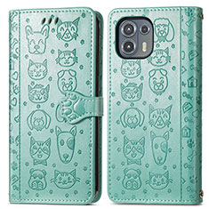 Custodia Portafoglio In Pelle Fantasia Modello Cover con Supporto S03D per Motorola Moto Edge 20 Lite 5G Verde