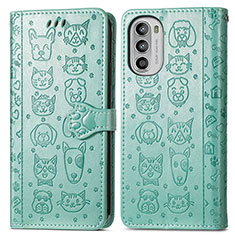 Custodia Portafoglio In Pelle Fantasia Modello Cover con Supporto S03D per Motorola Moto Edge (2022) 5G Verde