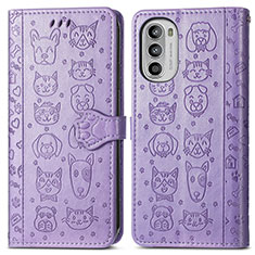 Custodia Portafoglio In Pelle Fantasia Modello Cover con Supporto S03D per Motorola Moto Edge (2022) 5G Viola