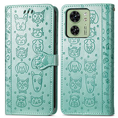 Custodia Portafoglio In Pelle Fantasia Modello Cover con Supporto S03D per Motorola Moto Edge (2023) 5G Verde