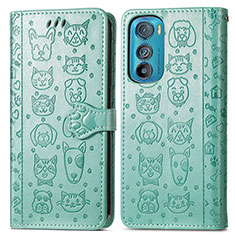 Custodia Portafoglio In Pelle Fantasia Modello Cover con Supporto S03D per Motorola Moto Edge 30 5G Verde