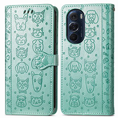 Custodia Portafoglio In Pelle Fantasia Modello Cover con Supporto S03D per Motorola Moto Edge 30 Pro 5G Verde