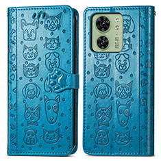 Custodia Portafoglio In Pelle Fantasia Modello Cover con Supporto S03D per Motorola Moto Edge 40 5G Blu