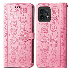 Custodia Portafoglio In Pelle Fantasia Modello Cover con Supporto S03D per Motorola Moto Edge 40 Pro 5G Rosa