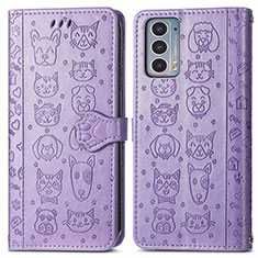 Custodia Portafoglio In Pelle Fantasia Modello Cover con Supporto S03D per Motorola Moto Edge Lite 5G Viola