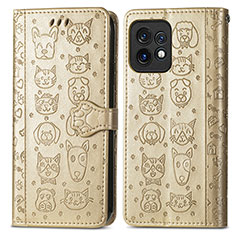 Custodia Portafoglio In Pelle Fantasia Modello Cover con Supporto S03D per Motorola Moto Edge Plus (2023) 5G Oro