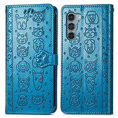 Custodia Portafoglio In Pelle Fantasia Modello Cover con Supporto S03D per Motorola Moto Edge S30 5G Blu