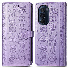 Custodia Portafoglio In Pelle Fantasia Modello Cover con Supporto S03D per Motorola Moto Edge X30 5G Viola