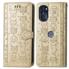 Custodia Portafoglio In Pelle Fantasia Modello Cover con Supporto S03D per Motorola Moto G 5G (2022) Oro