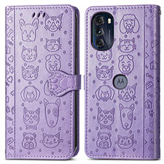 Custodia Portafoglio In Pelle Fantasia Modello Cover con Supporto S03D per Motorola Moto G 5G (2022) Viola