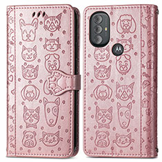 Custodia Portafoglio In Pelle Fantasia Modello Cover con Supporto S03D per Motorola Moto G Play (2023) Oro Rosa