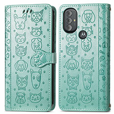 Custodia Portafoglio In Pelle Fantasia Modello Cover con Supporto S03D per Motorola Moto G Power (2022) Verde