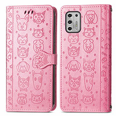 Custodia Portafoglio In Pelle Fantasia Modello Cover con Supporto S03D per Motorola Moto G Stylus (2021) Rosa