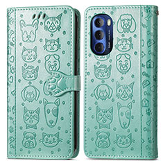 Custodia Portafoglio In Pelle Fantasia Modello Cover con Supporto S03D per Motorola Moto G Stylus (2022) 4G Verde