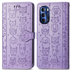 Custodia Portafoglio In Pelle Fantasia Modello Cover con Supporto S03D per Motorola Moto G Stylus (2022) 5G Viola