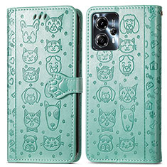 Custodia Portafoglio In Pelle Fantasia Modello Cover con Supporto S03D per Motorola Moto G23 Verde