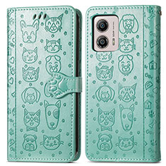 Custodia Portafoglio In Pelle Fantasia Modello Cover con Supporto S03D per Motorola Moto G53 5G Verde