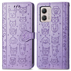 Custodia Portafoglio In Pelle Fantasia Modello Cover con Supporto S03D per Motorola Moto G53 5G Viola