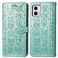 Custodia Portafoglio In Pelle Fantasia Modello Cover con Supporto S03D per Motorola Moto G73 5G Verde