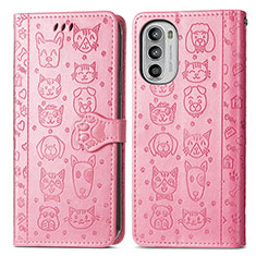 Custodia Portafoglio In Pelle Fantasia Modello Cover con Supporto S03D per Motorola Moto G82 5G Rosa