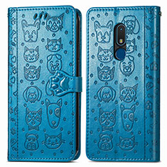 Custodia Portafoglio In Pelle Fantasia Modello Cover con Supporto S03D per Nokia C3 Blu