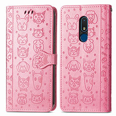 Custodia Portafoglio In Pelle Fantasia Modello Cover con Supporto S03D per Nokia C3 Rosa