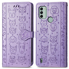 Custodia Portafoglio In Pelle Fantasia Modello Cover con Supporto S03D per Nokia C31 Viola