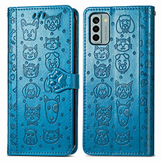 Custodia Portafoglio In Pelle Fantasia Modello Cover con Supporto S03D per Nokia G22 Blu