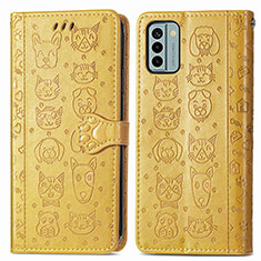 Custodia Portafoglio In Pelle Fantasia Modello Cover con Supporto S03D per Nokia G22 Giallo