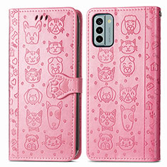 Custodia Portafoglio In Pelle Fantasia Modello Cover con Supporto S03D per Nokia G22 Rosa