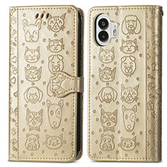 Custodia Portafoglio In Pelle Fantasia Modello Cover con Supporto S03D per Nothing Phone 2 Oro