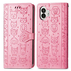 Custodia Portafoglio In Pelle Fantasia Modello Cover con Supporto S03D per Nothing Phone 2 Rosa