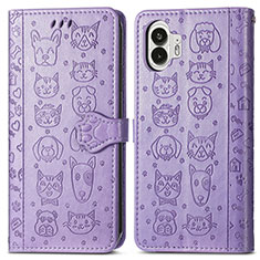 Custodia Portafoglio In Pelle Fantasia Modello Cover con Supporto S03D per Nothing Phone 2 Viola