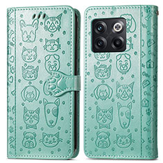 Custodia Portafoglio In Pelle Fantasia Modello Cover con Supporto S03D per OnePlus 10T 5G Verde