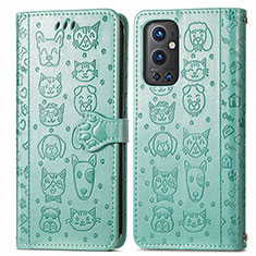 Custodia Portafoglio In Pelle Fantasia Modello Cover con Supporto S03D per OnePlus 9 Pro 5G Verde