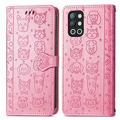 Custodia Portafoglio In Pelle Fantasia Modello Cover con Supporto S03D per OnePlus 9R 5G Rosa