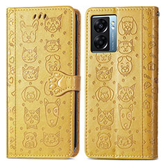 Custodia Portafoglio In Pelle Fantasia Modello Cover con Supporto S03D per OnePlus Nord N300 5G Giallo