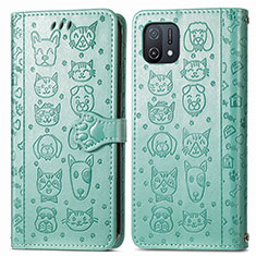 Custodia Portafoglio In Pelle Fantasia Modello Cover con Supporto S03D per Oppo A16K Verde