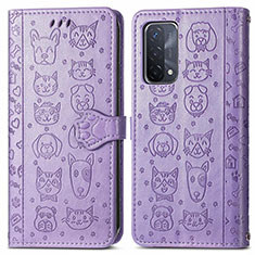 Custodia Portafoglio In Pelle Fantasia Modello Cover con Supporto S03D per Oppo A54 5G Viola