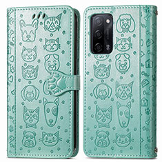 Custodia Portafoglio In Pelle Fantasia Modello Cover con Supporto S03D per Oppo A55 5G Verde