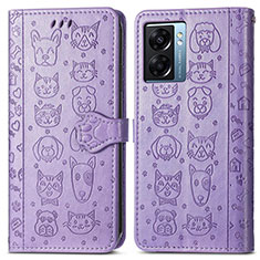 Custodia Portafoglio In Pelle Fantasia Modello Cover con Supporto S03D per Oppo A77 5G Viola