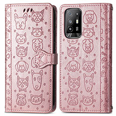 Custodia Portafoglio In Pelle Fantasia Modello Cover con Supporto S03D per Oppo A94 5G Oro Rosa